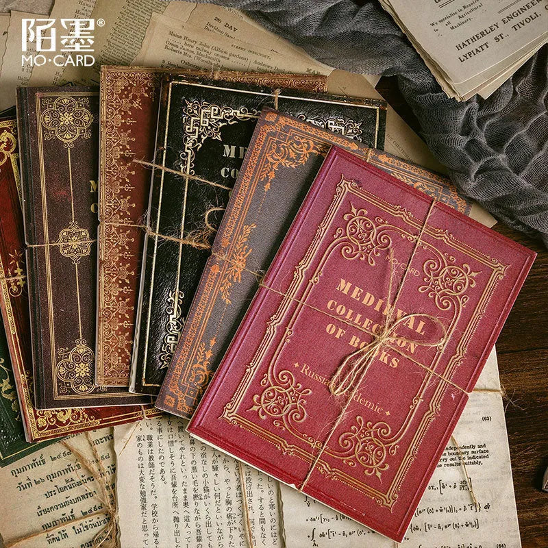 Antique simulation book page materials collection with distressed paper and vintage covers