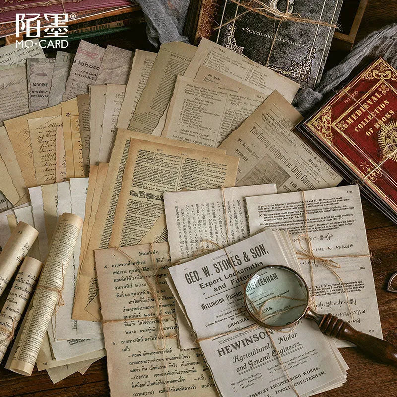 Antique simulation book page materials collection with distressed paper and vintage covers