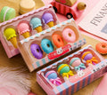 Cartoon eraser gift set with 12 pieces showing cone, ice cream, lollipop and donut designs