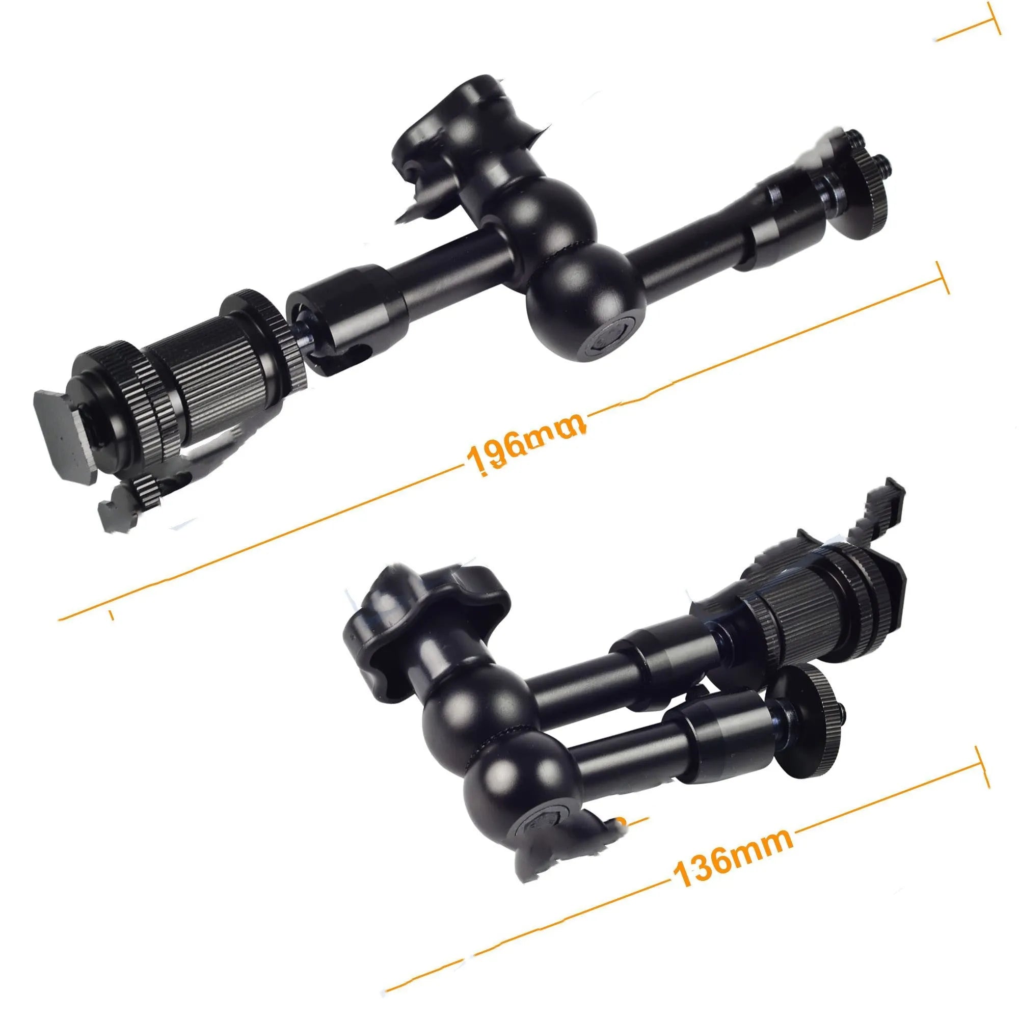 Black metal 7-inch magic friction articulating arm for DSLR camera accessories