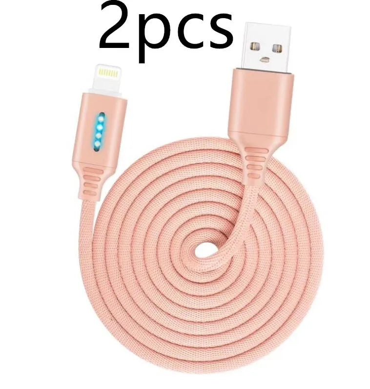 Fabric braided USB fast charging cable in black, shown with Android and Type-C connectors.