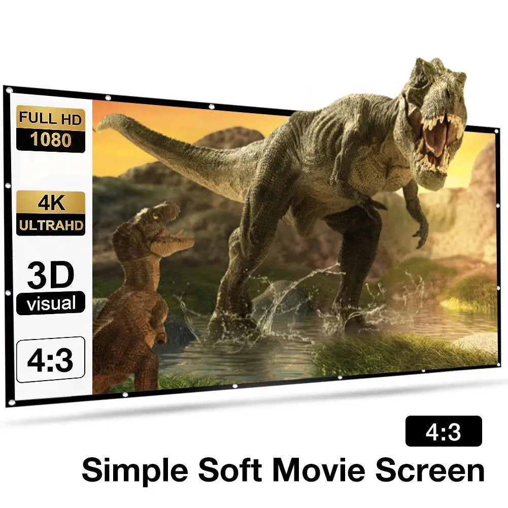White polyester foldable projector screen with 150 inch diagonal measurement