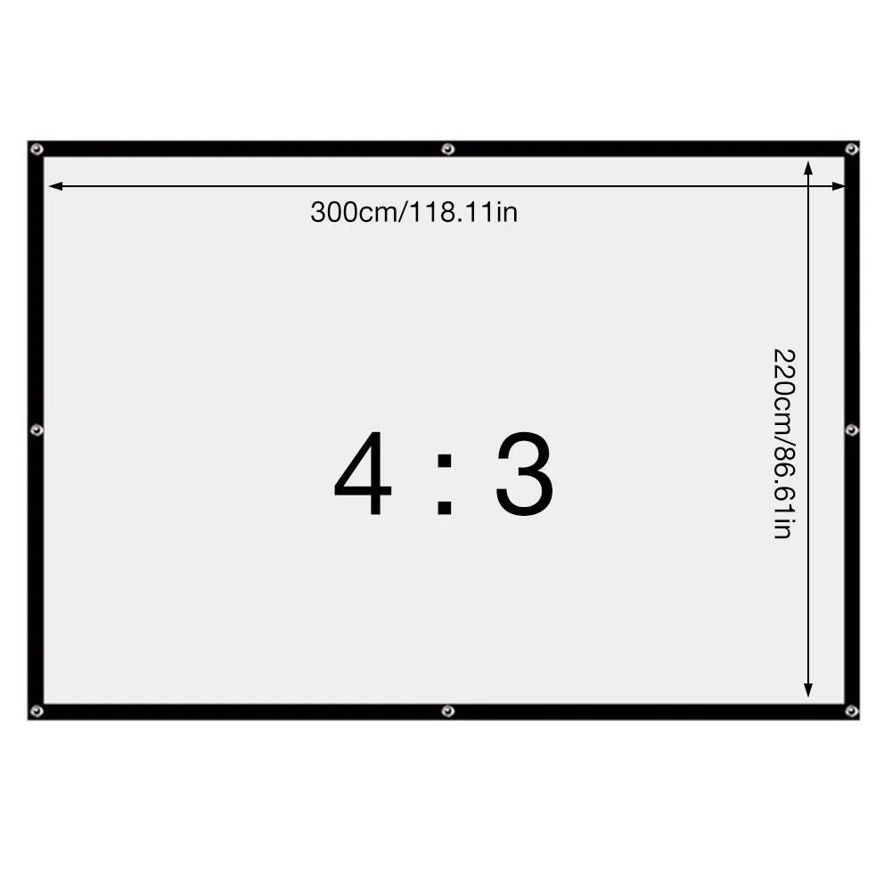 White polyester foldable projector screen with 150 inch diagonal measurement