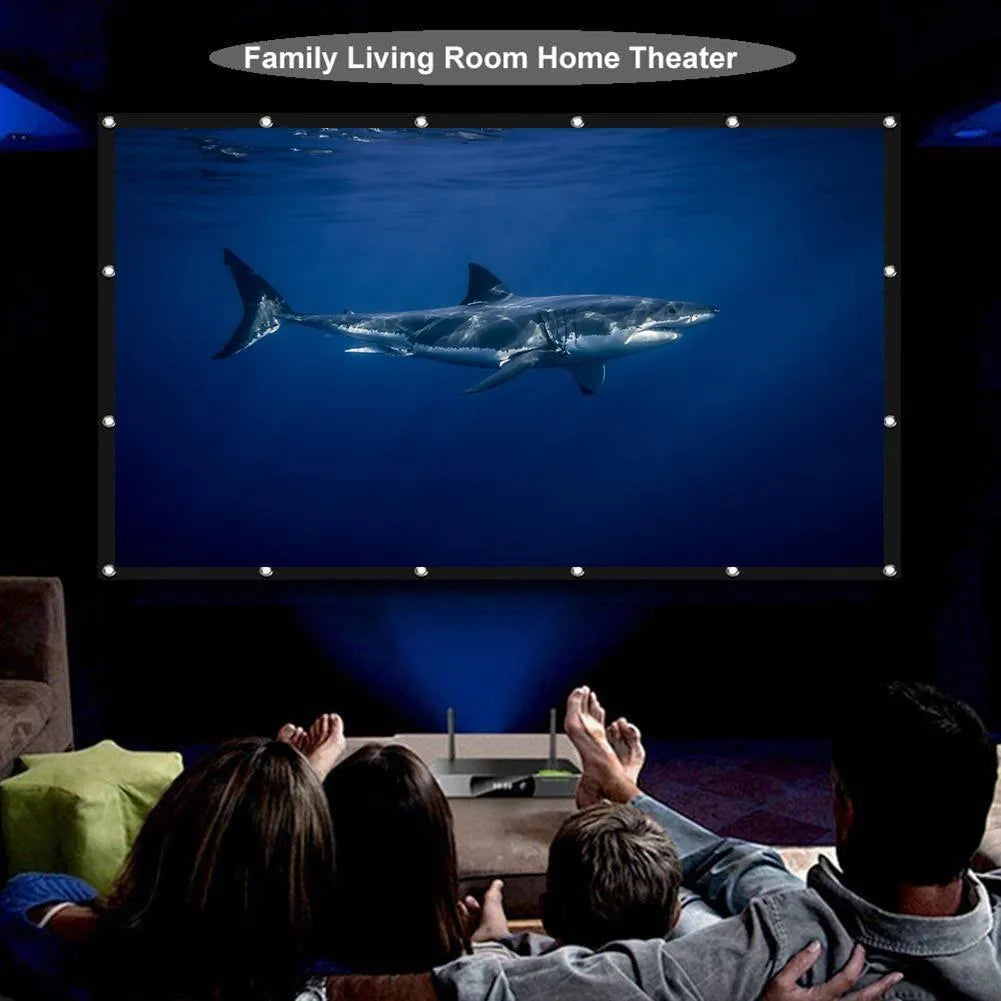 White polyester foldable projector screen with 150 inch diagonal measurement