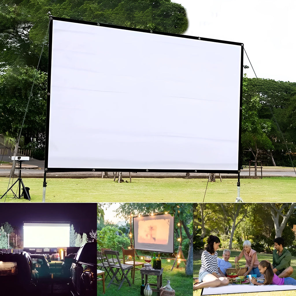 White polyester foldable projector screen with 150 inch diagonal measurement
