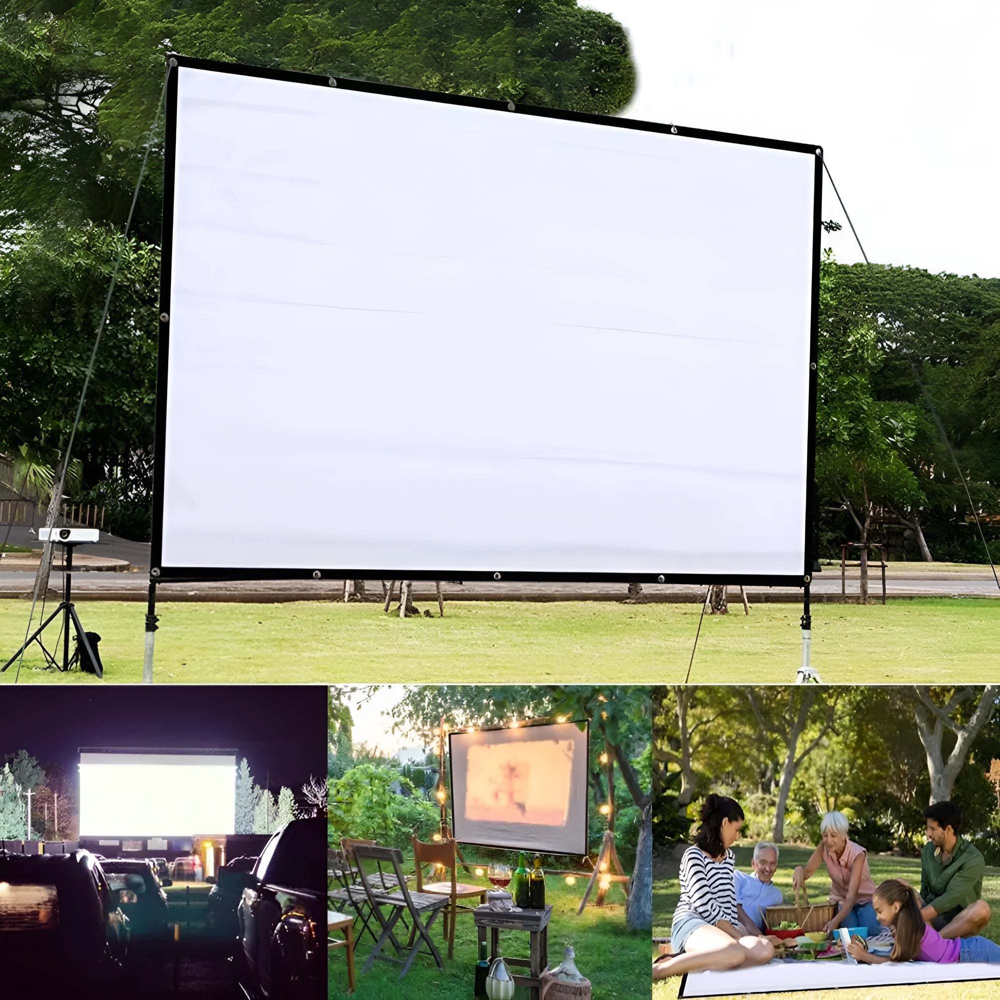 White polyester foldable projector screen with 150 inch diagonal measurement