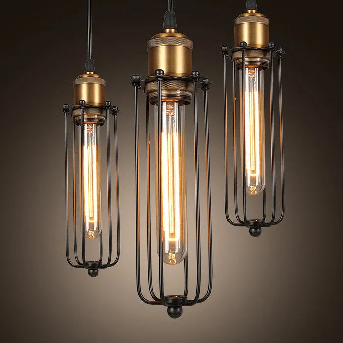 Brown iron industrial gladiator chandelier with fishing line design for Nordic retro interiors