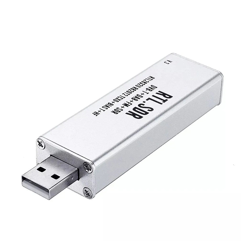 Black metal USB software defined radio receiver with SMA connector for 25MHz to 1700MHz monitoring