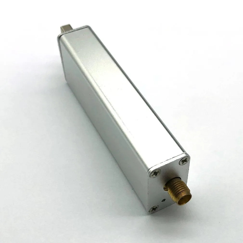 Black metal USB software defined radio receiver with SMA connector for 25MHz to 1700MHz monitoring