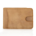 RFID men's leather wallet showing brown colour, card slots, and compact 11cm design