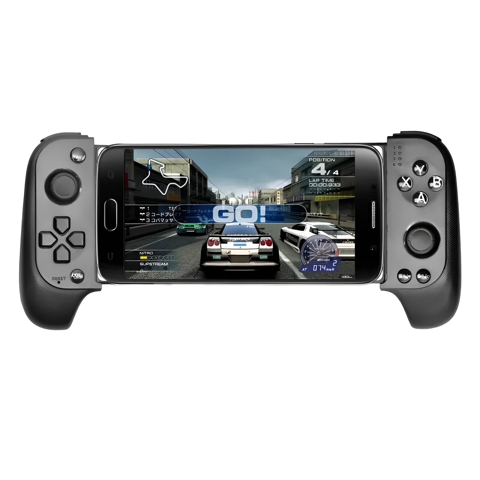 Cytec wireless Bluetooth telescopic game controller holding a smartphone in black and red blue colours.