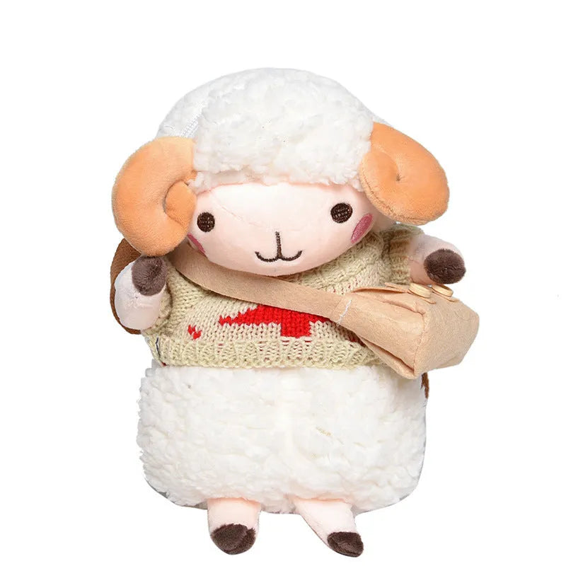 Little Sheep plush crossbody bag in blue with square shape and zip opening