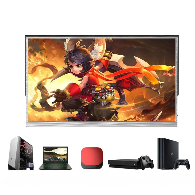 Zeuslap 15-inch ultra-thin portable monitor with IPS display showing gaming content