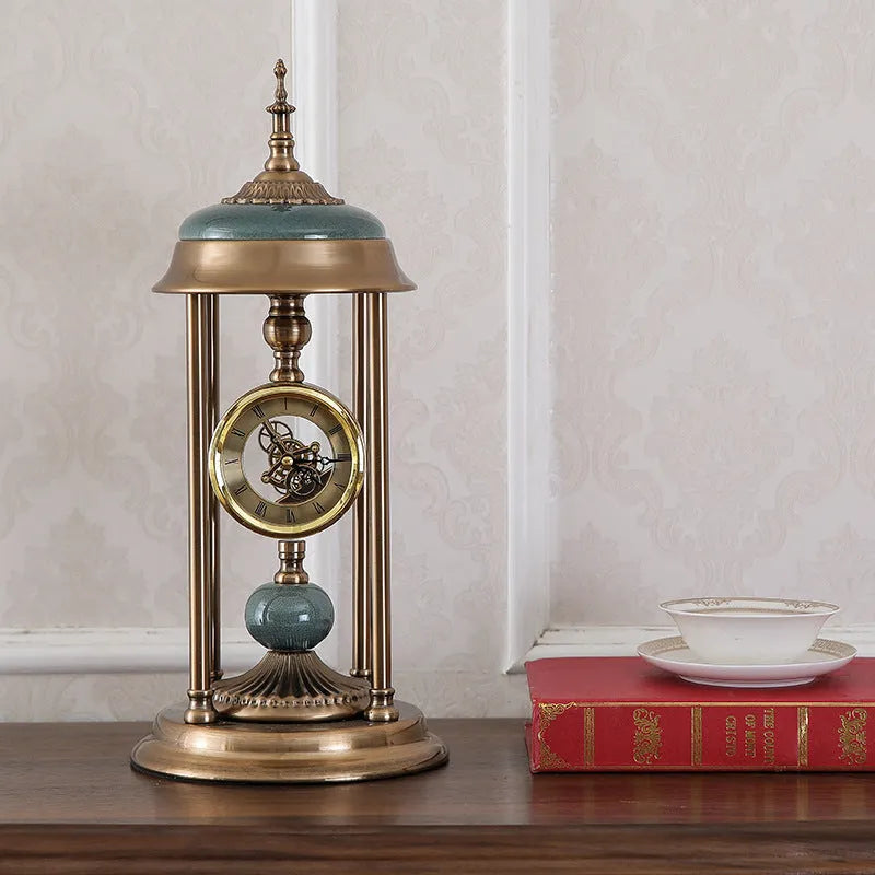 Nordic rectangular pendulum clock ornament with metal frame and dual pointer LCD display