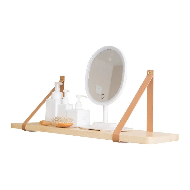 Pine wood wall mounted storage rack in Nordic style, dimensions 50cm by 16cm