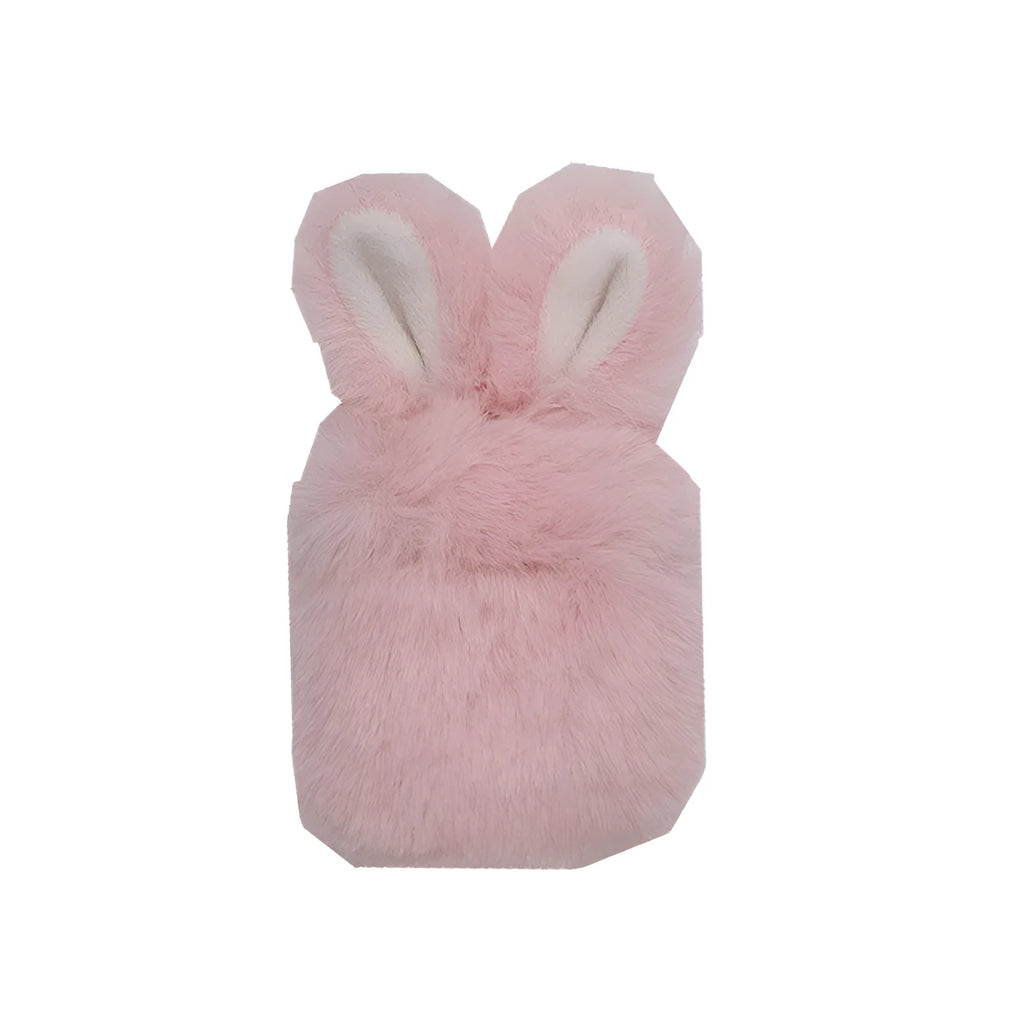 Plush silicone AirPods protective cover with rabbit ears design in pink and grey colours
