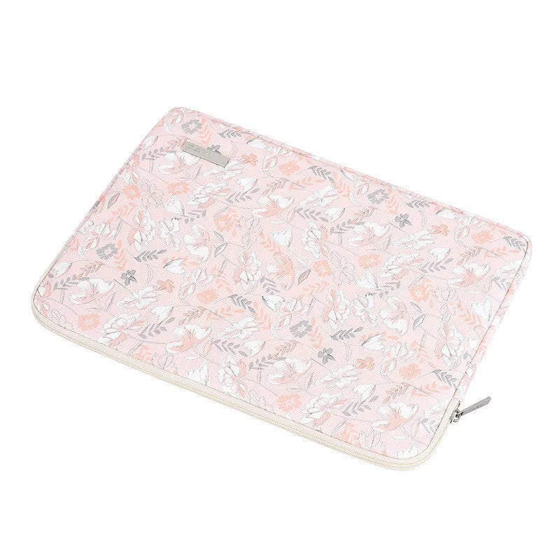 Pink waterproof notebook 11-inch protective cover with floral print and zipper