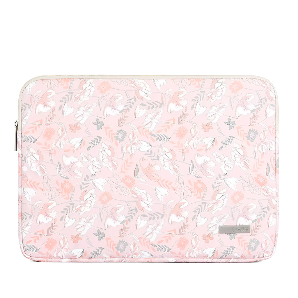 Pink waterproof notebook 11-inch protective cover with floral print and zipper