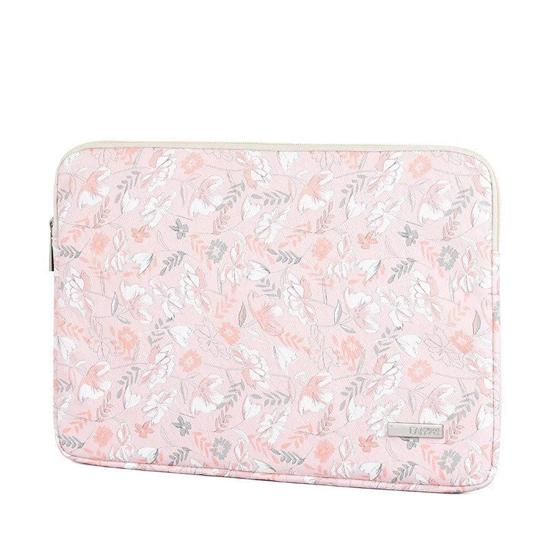 Pink waterproof notebook 11-inch protective cover with floral print and zipper