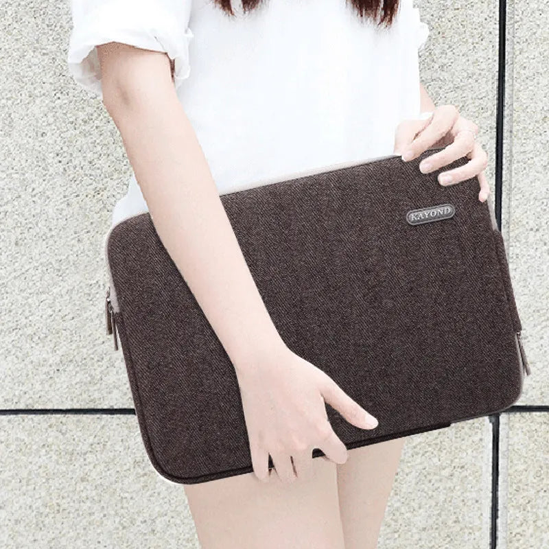 Kayond herringbone cotton laptop liner bag in black, compatible with 15.6 inch notebook
