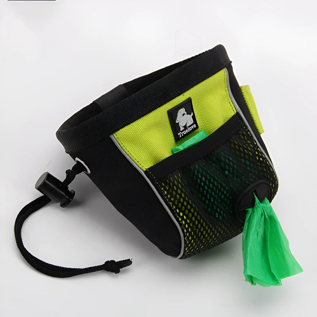 Orange dog training waist bag with removable design showing button fastening and adjustable strap