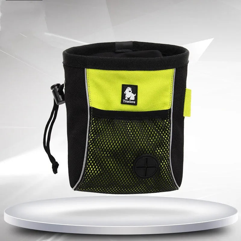 Orange dog training waist bag with removable design showing button fastening and adjustable strap