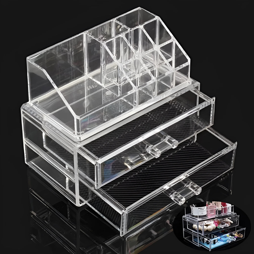 Clear foldable acrylic storage box organiser with 18 litre capacity