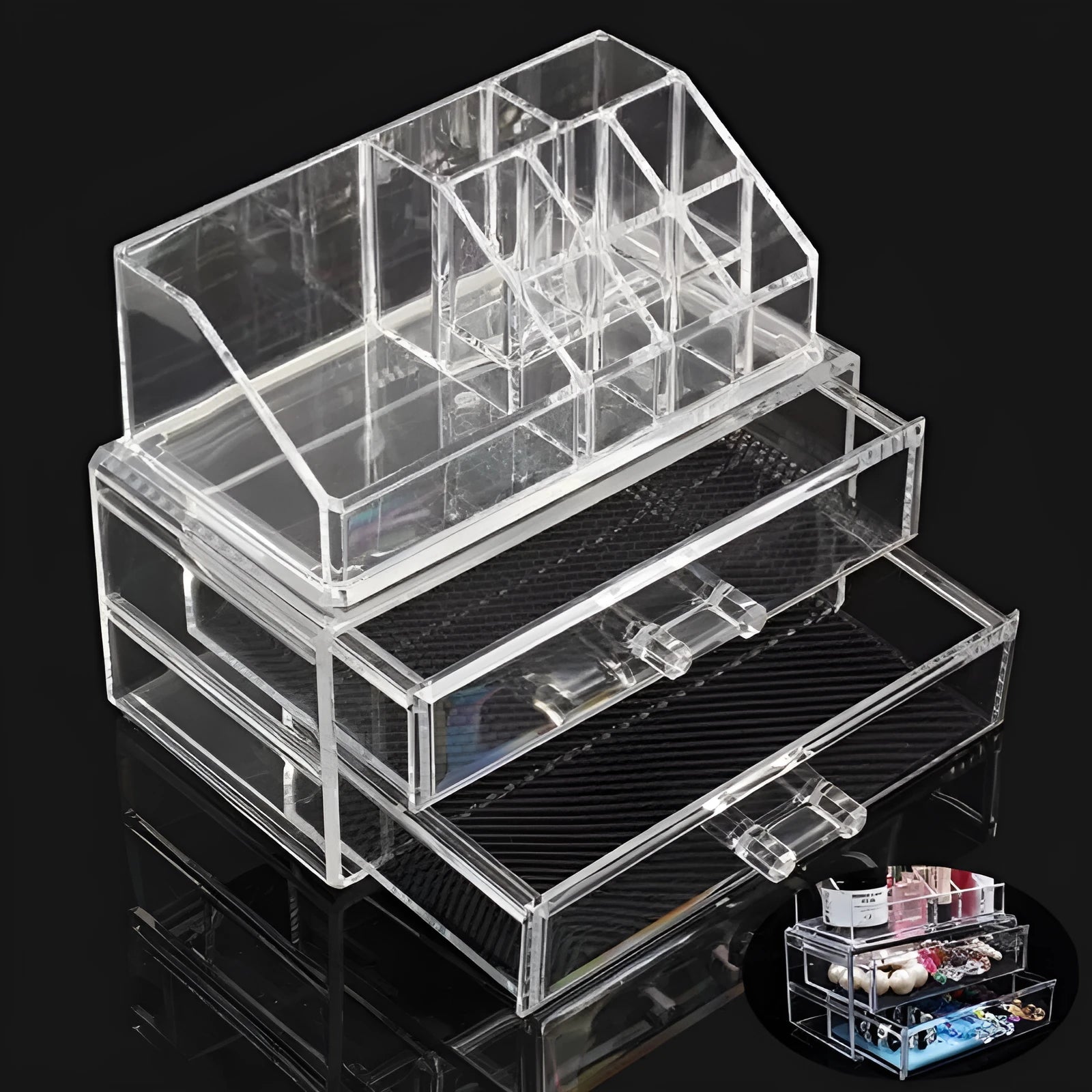 Clear foldable acrylic storage box organiser with 18 litre capacity
