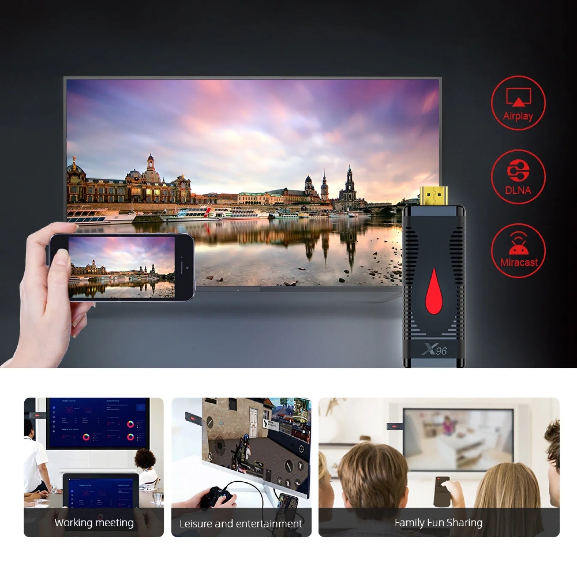 Allwinner H313 smart TV set-top box with remote, HDMI cable, and choice of EU, UK, or US power supply.