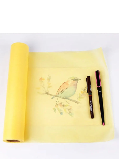 Aikale sketch scroll paper roll for drawing and tracing, shown in white and yellow colour options.