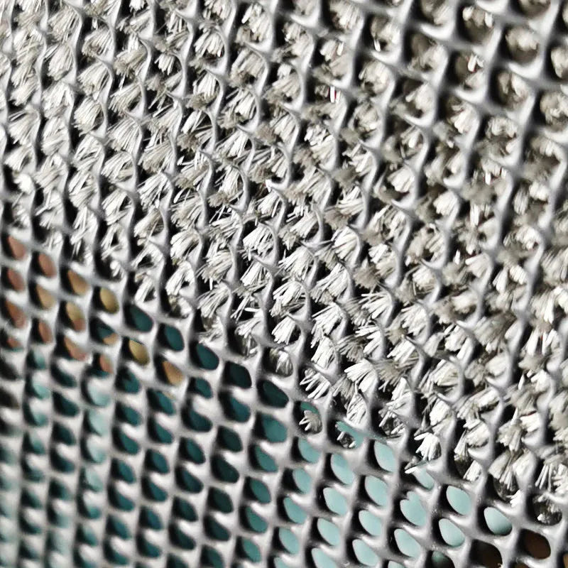 Window screen cleaning brush with crevice attachment and optional glass scraper tool in blue colour