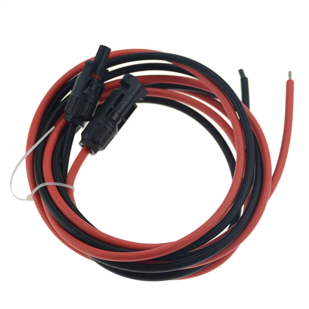 MC4 connector solar extension cable in black and red with length options from 1 to 10 metres
