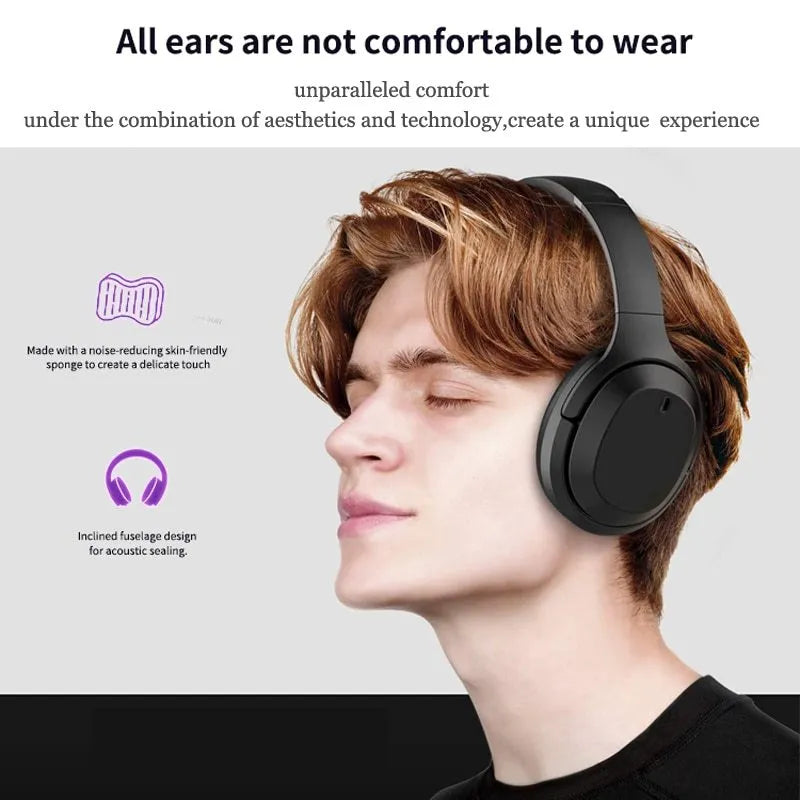 Black Gorsun E98 wireless Bluetooth over-ear headphones with adjustable headband and memory-protein ear cushions.