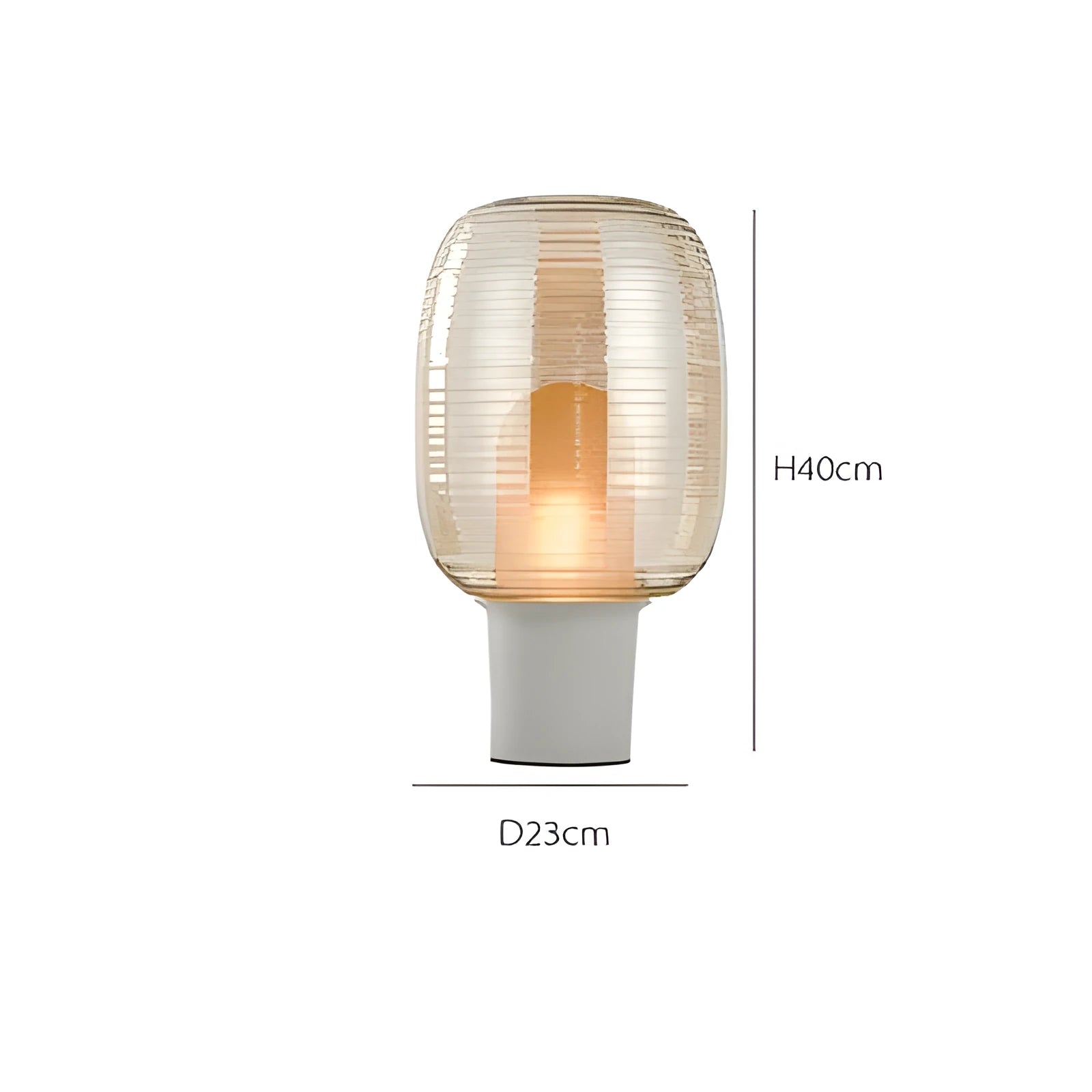 Simple modern Nordic style glass table lamp with a cognac coloured shade and push button switch.