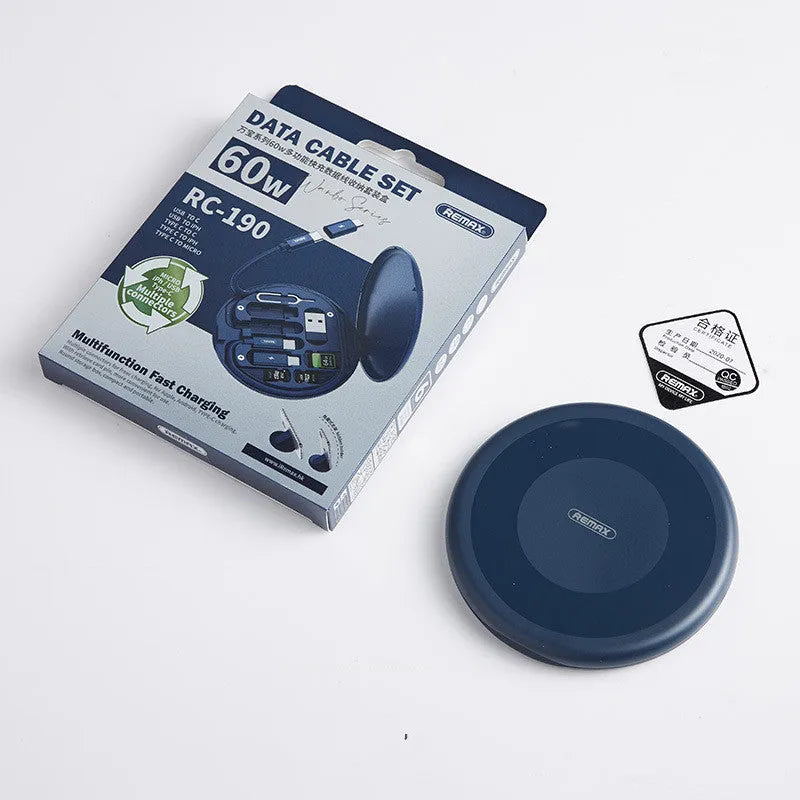 Ruiliang Wanbao storage box with 60W fast charge data cable and phone holder in white and blue