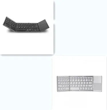 Folding Bluetooth keyboard with 64 ABS keys, built-in touch plate, in black colour, folded for portability