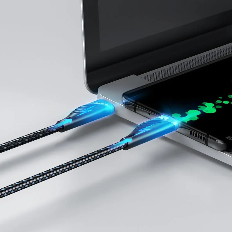 PD100W TYPE-C to TYPE-C fast charging data cable in black and grey, 1 metre length