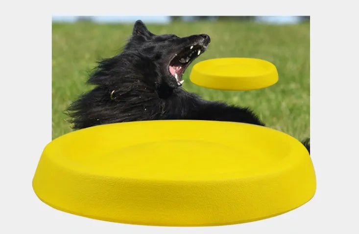 Yellow EVA dog throwing toy weighing 70g for training and interactive play