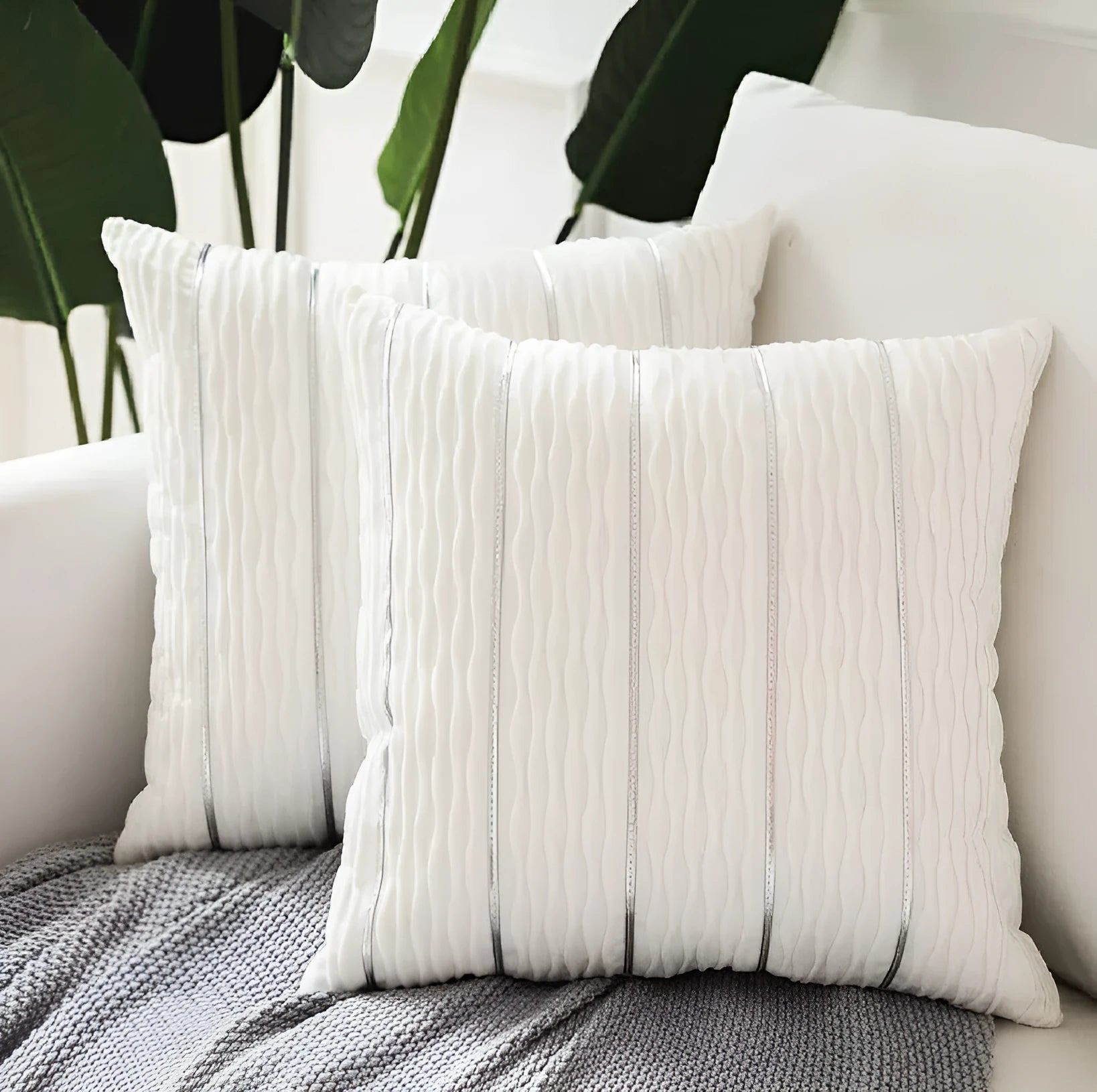 45 cm square velvet cushion cover in striped design showing wine red colour option