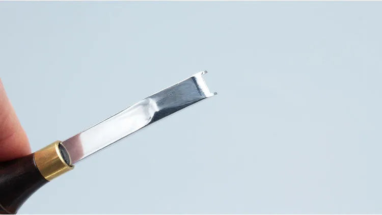 Wide shovel edge thinning knife leather hand tool for edge reduction