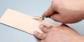 Wide shovel edge thinning knife leather hand tool for edge reduction