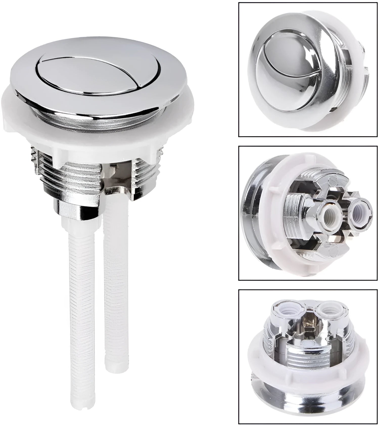 38mm round double-button toilet flush button made from white ABS plastic