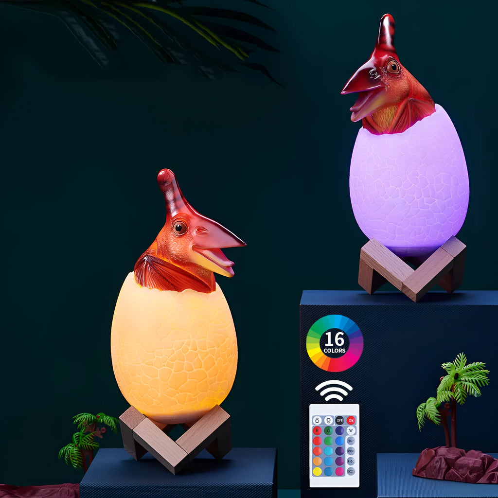 Touch sensor dinosaur egg night light LED lamp with remote control in cool white