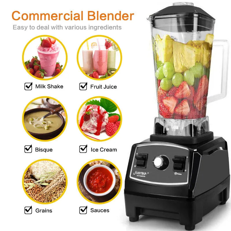 Black or red 2200W broken wall blender with 2-litre jug on a kitchen counter