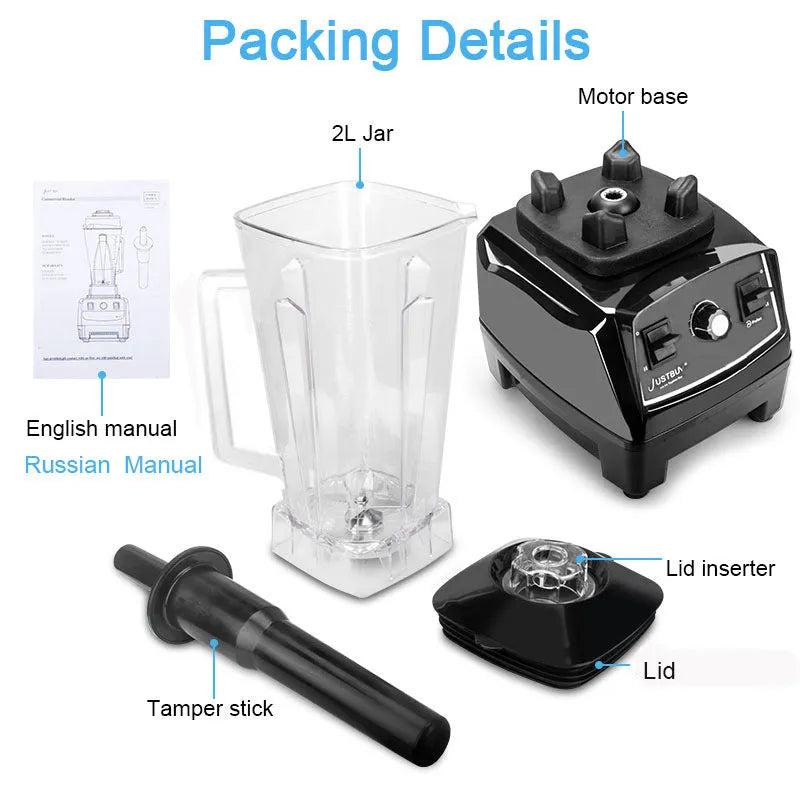 Black or red 2200W broken wall blender with 2-litre jug on a kitchen counter