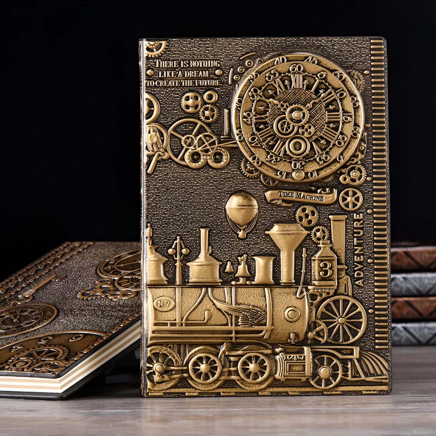 European relief embossed leather cover notepad diary in bronze and silver colours