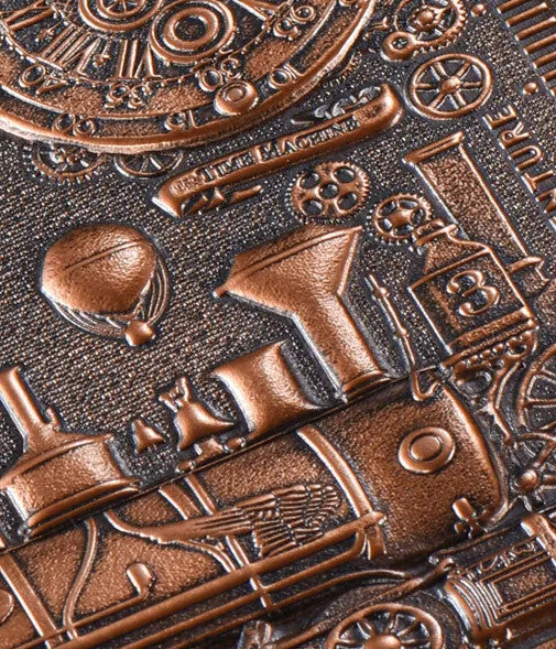 European relief embossed leather cover notepad diary in bronze and silver colours