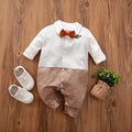 Baby jumpsuit in navy blue gentleman style with long sleeves for spring and autumn wear