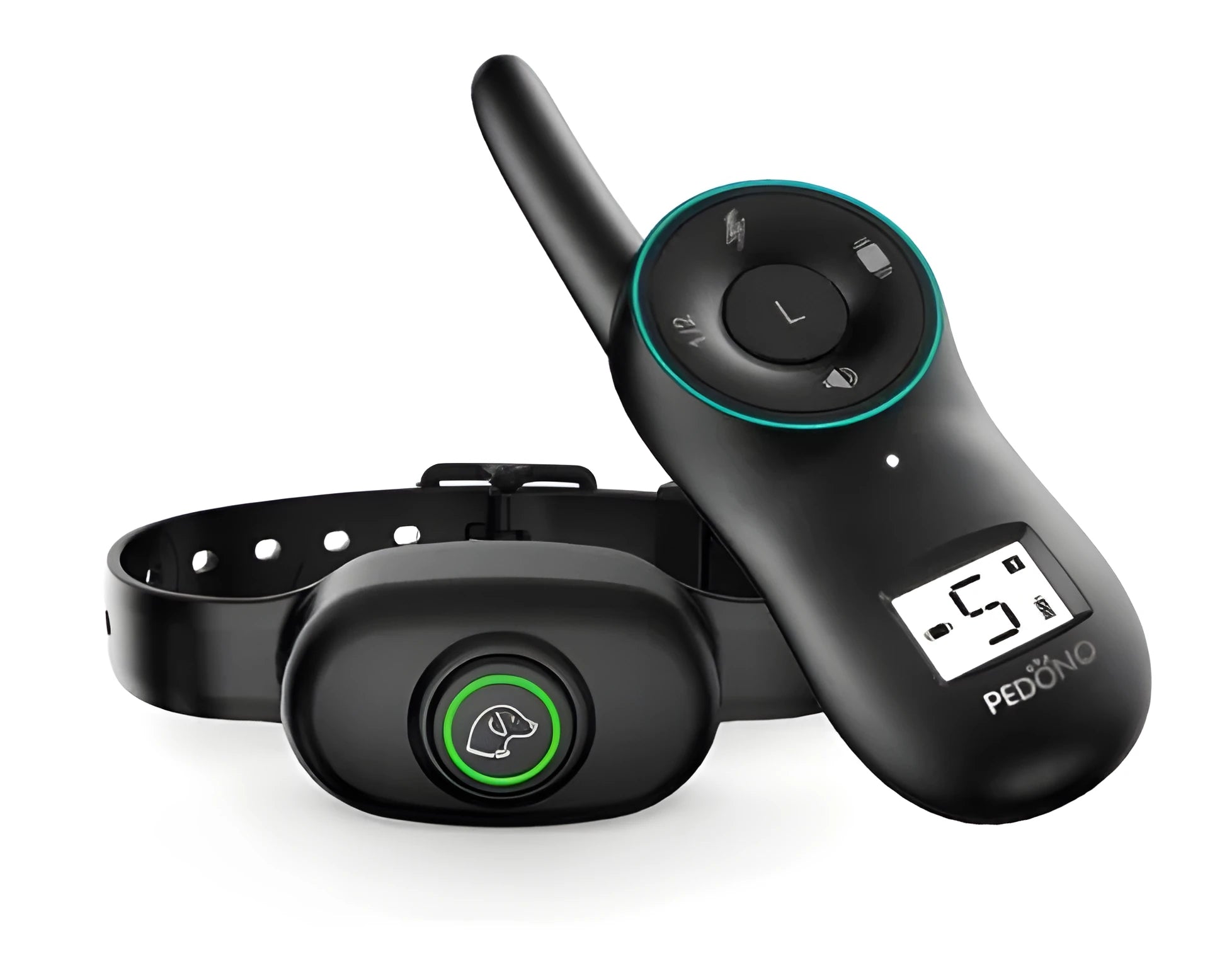 Black rechargeable remote dog training collar with waterproof bark control features