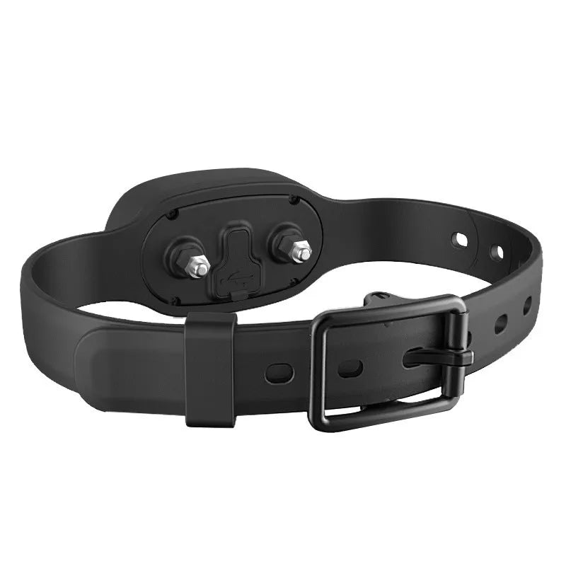 Black rechargeable remote dog training collar with waterproof bark control features